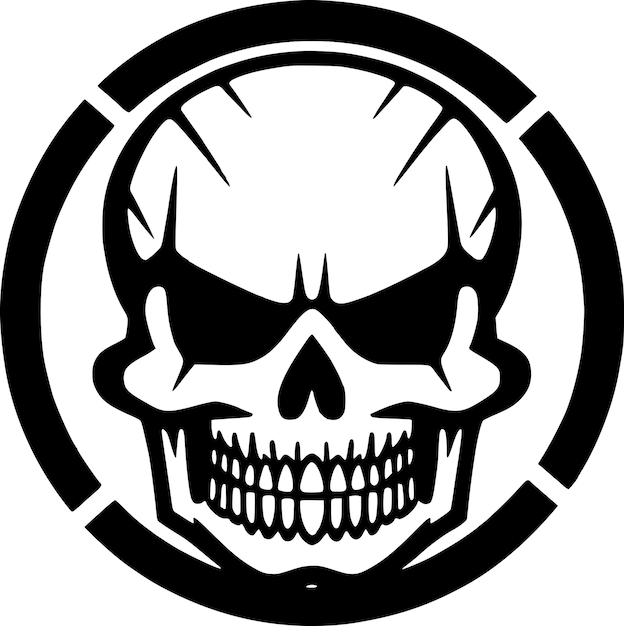 Skull black and white vector illustration