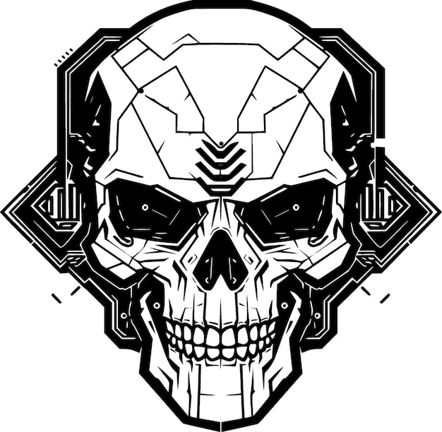 Vector skull black and white vector illustration