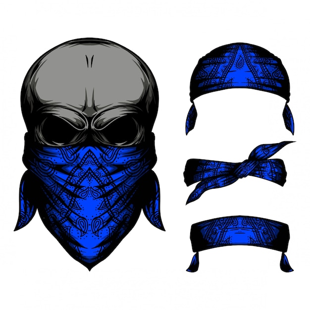 Vector skull blue headband
