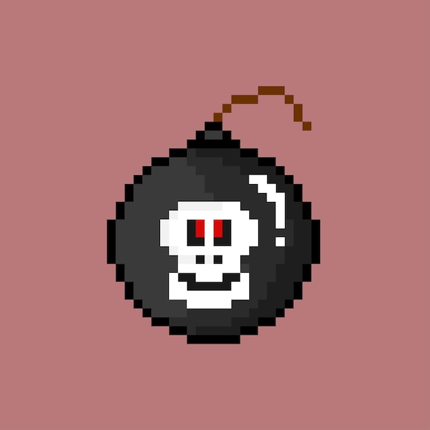 skull bomb with pixel art style