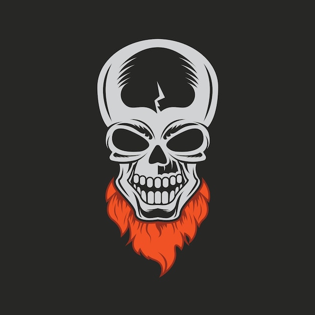 Skull bone red bearded vector illustration concept design template