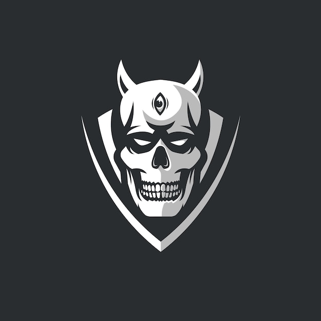 Skull Bones demon mascotte logo ontwerp vector Three eyed devil