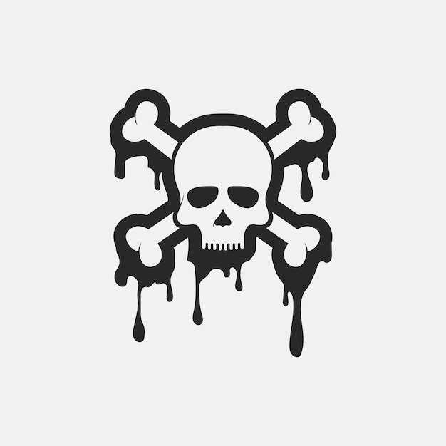 Skull and bones icon logo design vector graphic illustration symbol