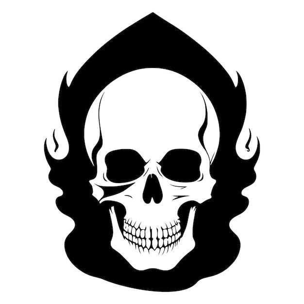 Vector skull bones skeleton logo simple black tattoo