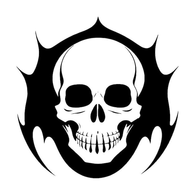 Логотип скелета черепа простая черная татуировка