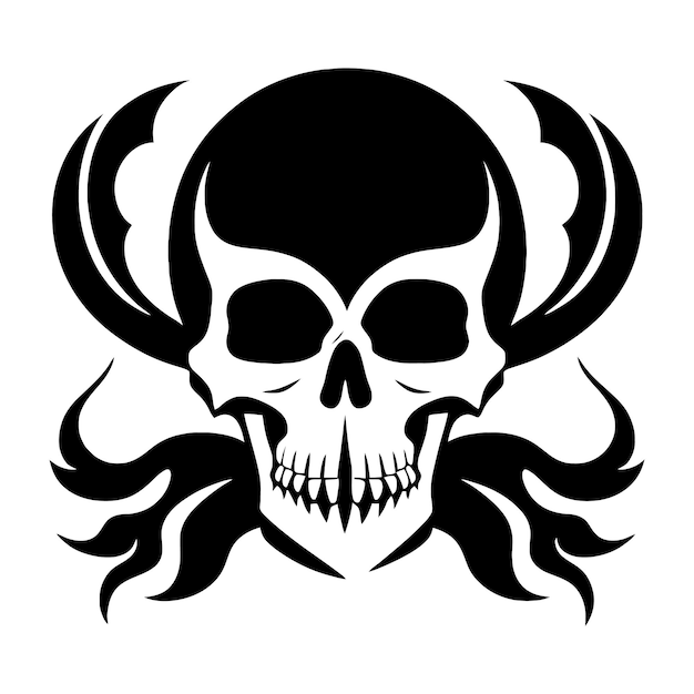 Skull bones skeleton logo simple black tattoo