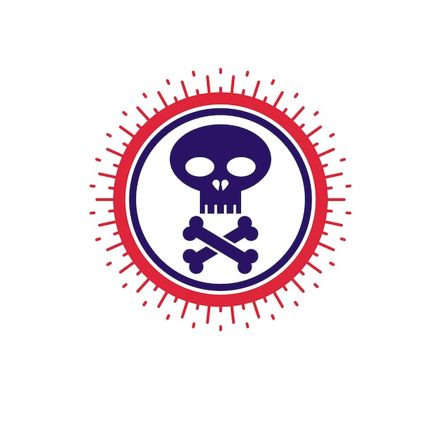 Skull and Bones vector icon isolated on white background. Warning sign, beware.