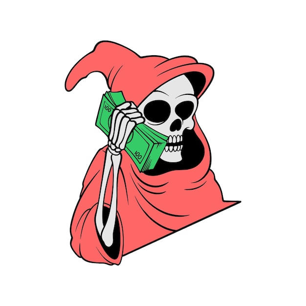 Vector skull calling with money