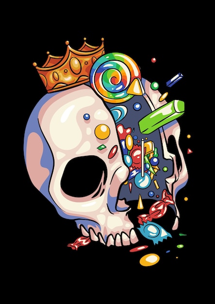 Skull Candy King Halloween Illustration