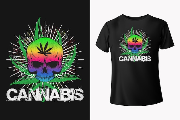 頭蓋骨大麻雑草Tシャツベクトル