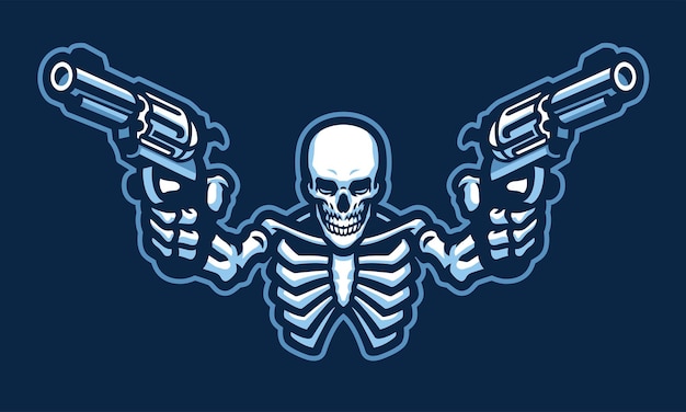 Vector skull character with two guns