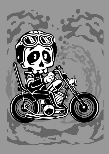 Vector skull chopper biker stripfiguur