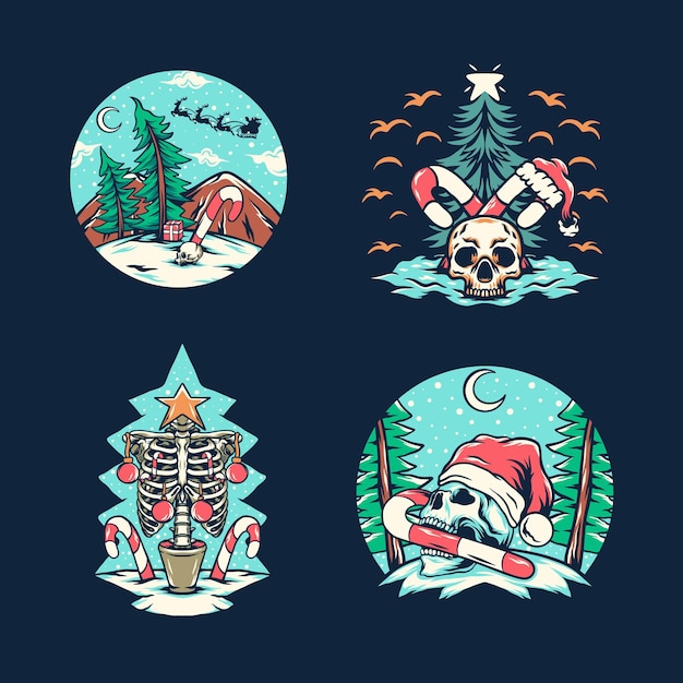 Skull Christmas Illustration Pack