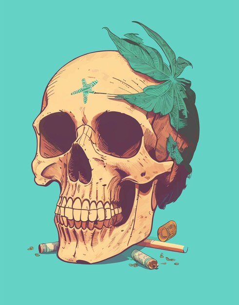 Skull cigarrete illustration