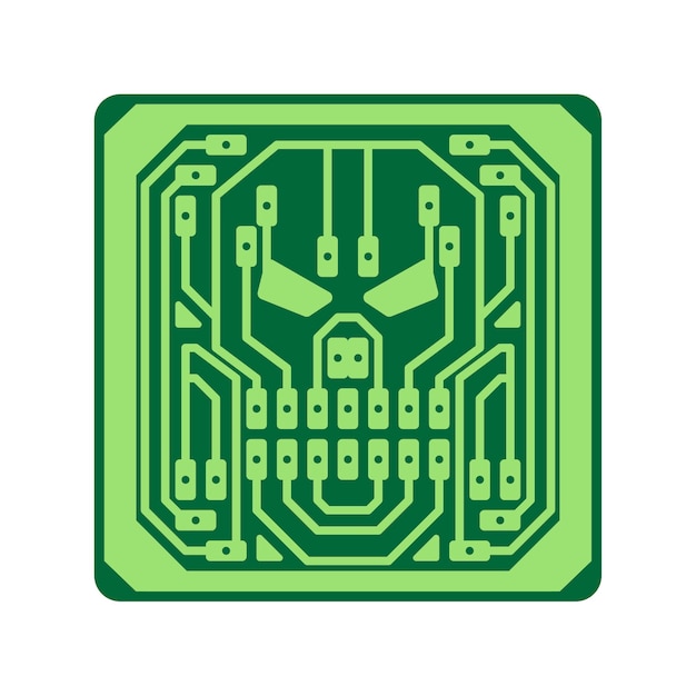 Vector skull circuit board graphic