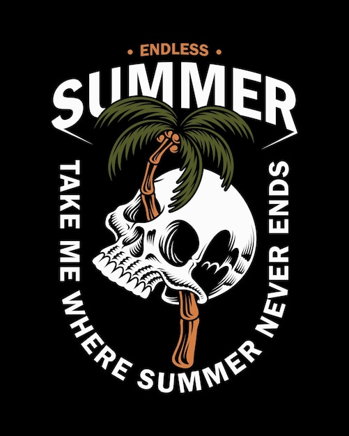 Vector skull and coconut tree