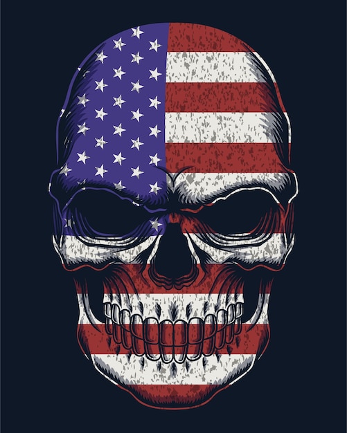 Skull color america flag vector illustration