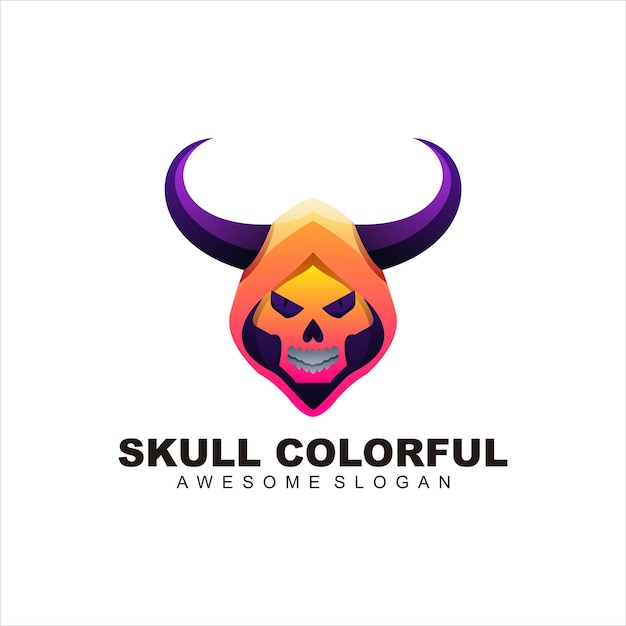 skull colorful logo mascot illustration
