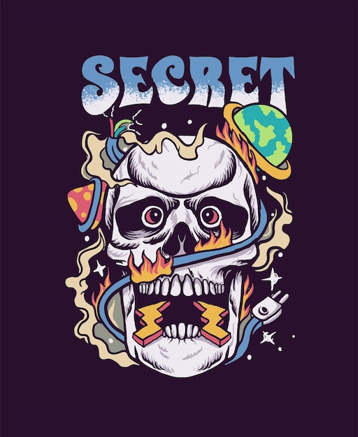 Skull colourful trippy llustration