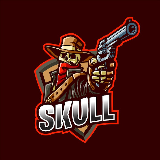 Skull cowboy mascot logo for esport and sport