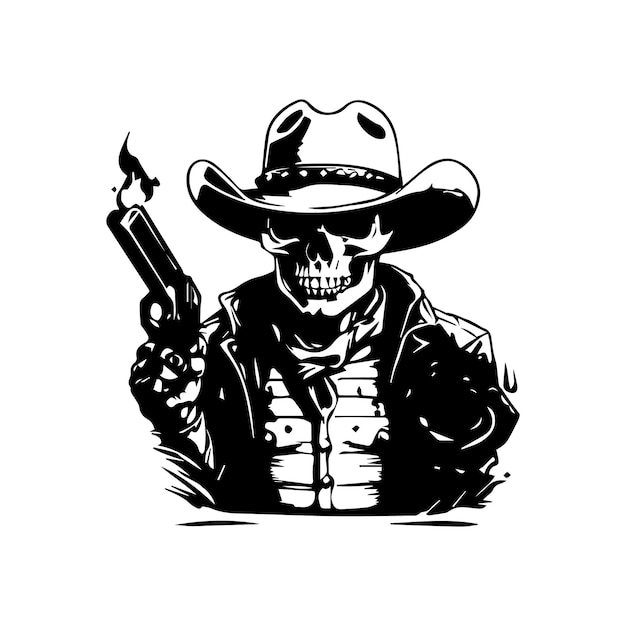 Vector skull cowboy tato design