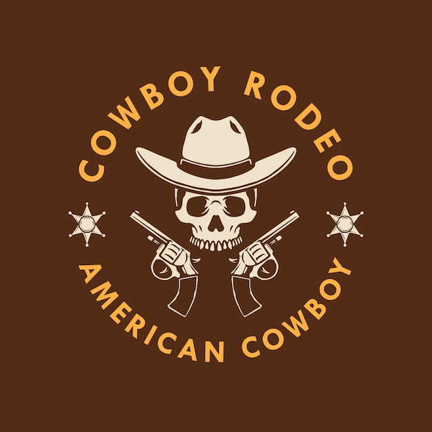 Skull cowboy with hand gun logo design