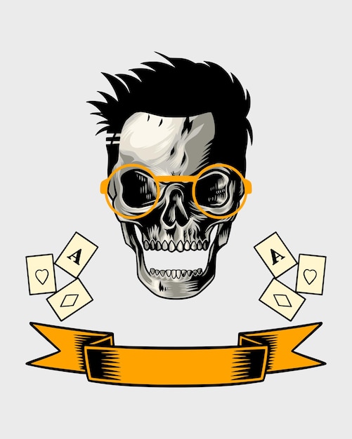 skull crest with orange glasses