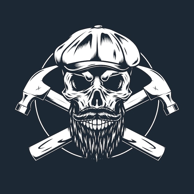 Vector skull and cross hammer illustration