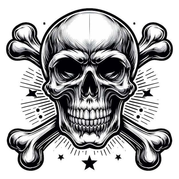 skull and crossbones danger and power vector illustration