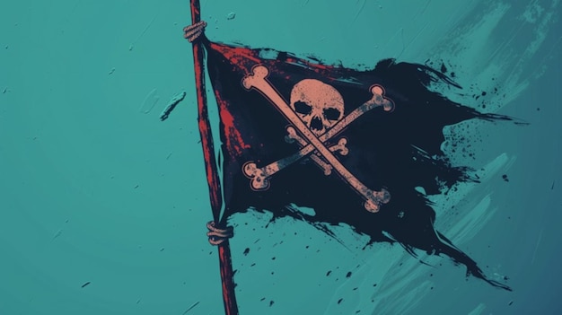 Vector a skull and crossbones flag with a skull and crossbones