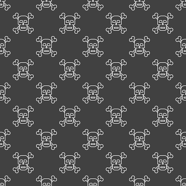 Vector skull and crossbones seamless pattern - vector background