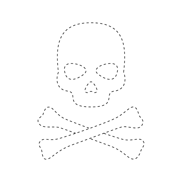 Skull and Crossbones tracing worksheet for kids