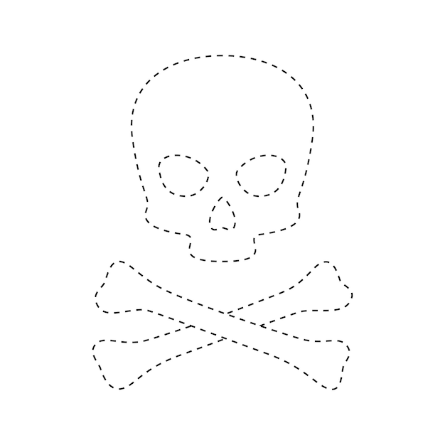 Skull and Crossbones tracing worksheet for kids