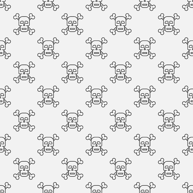 Skull and crossbones vector minimal seamless pattern