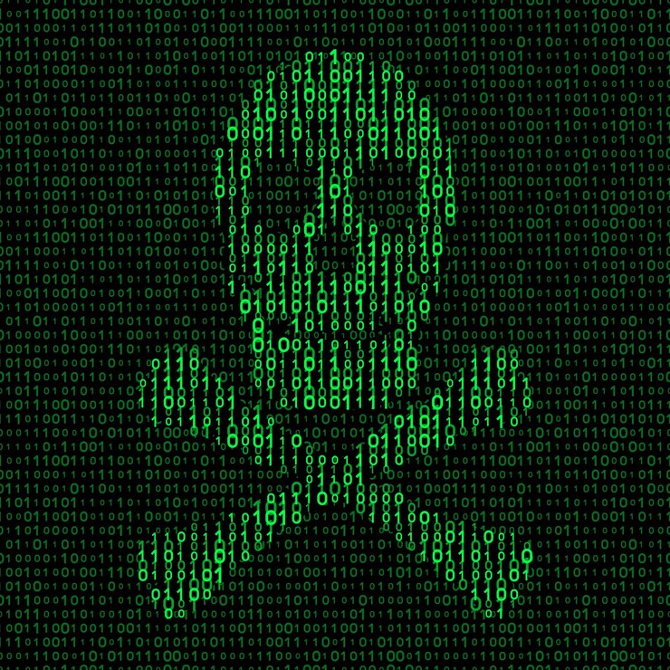 Vector skull and crossbones with binary code virus concept
