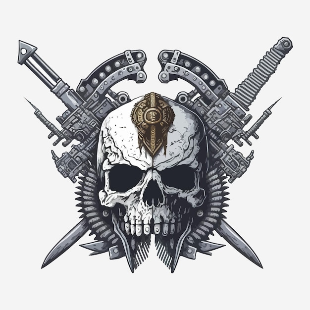 Skull cyberpunk head vector art