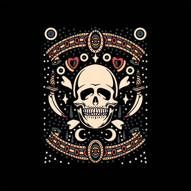 skull dagger tattoo set vector design