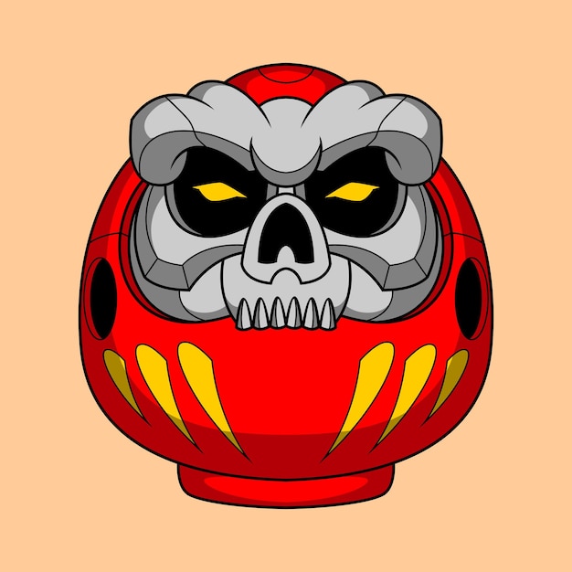 Skull daruma illustration in hand drawn 5