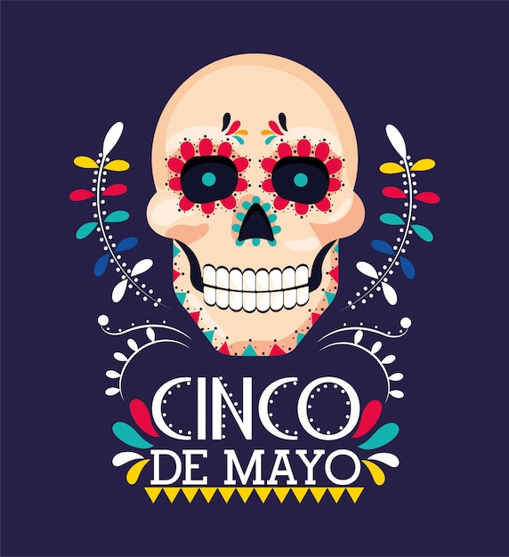 Vector skull decoration to mexican event celebration