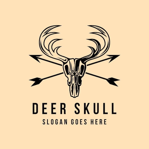 Vector skull of deer vintage outdoor adventure logo design template vector illustration