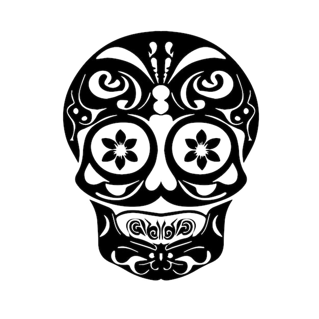 Vector skull design drawn by mexican