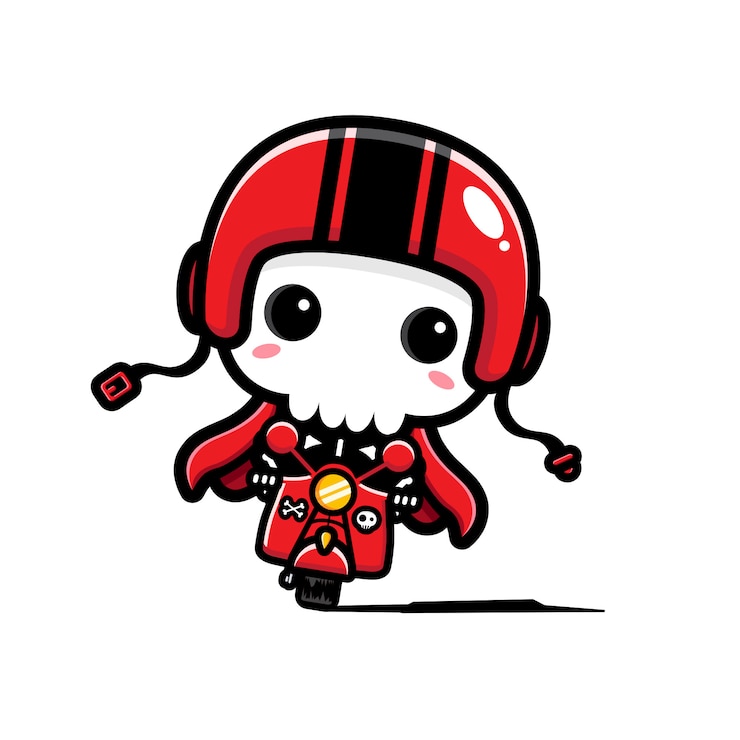 Vector 오토바이를 타고 해골 디자인