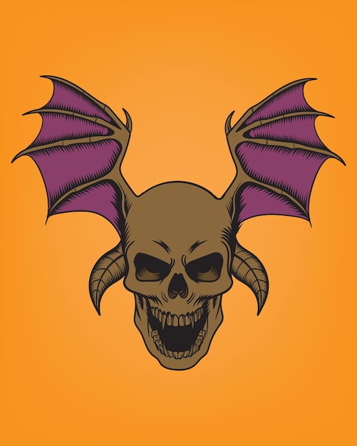 Череп дьявола для логотипа татуировки и векторной иллюстрации дизайна футболки