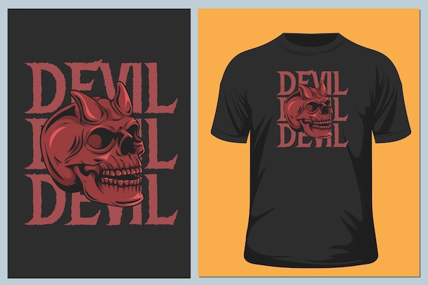 Vector skull devil vector illustration on black background for t shirt