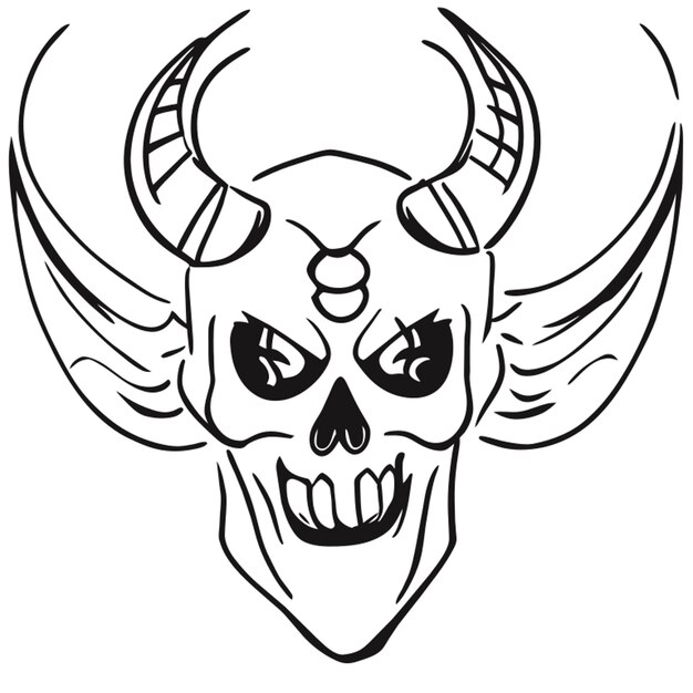 Vector skull devil vector illustration doodle line art