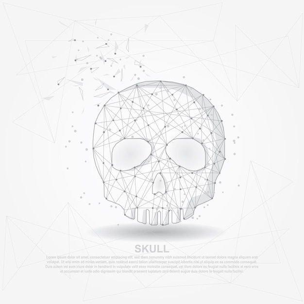 Skull digitally drawn in the form of broken a part triangle shape