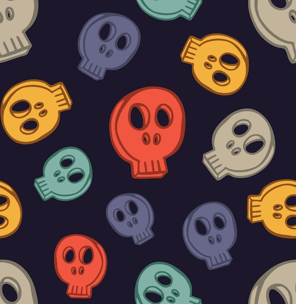 Skull doodle seamless background