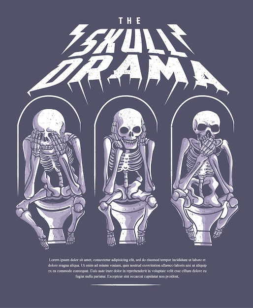 Vector the skull drama grunge illustration