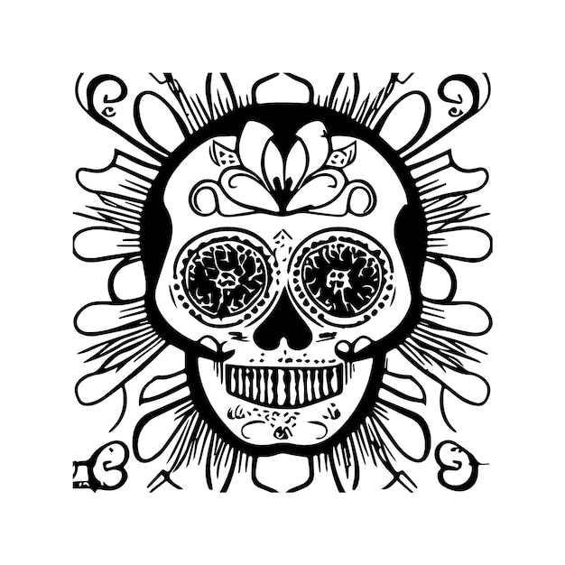 Vector skull drawn day of the dead