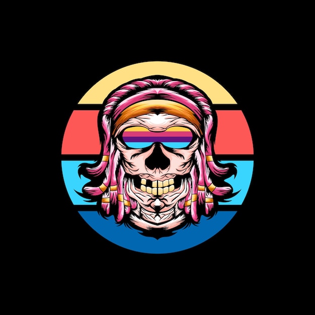 Skull dreadlocks illustration vector